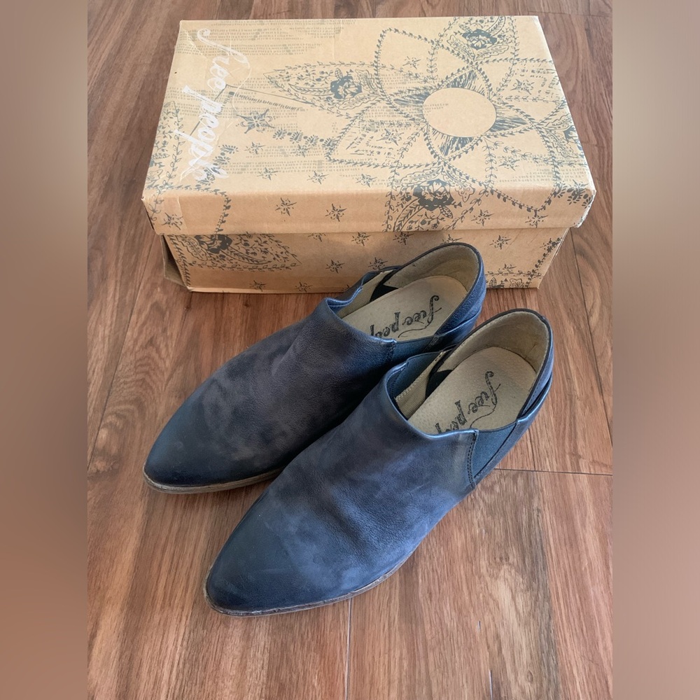 Free People Azalea Black Leather Booties 39